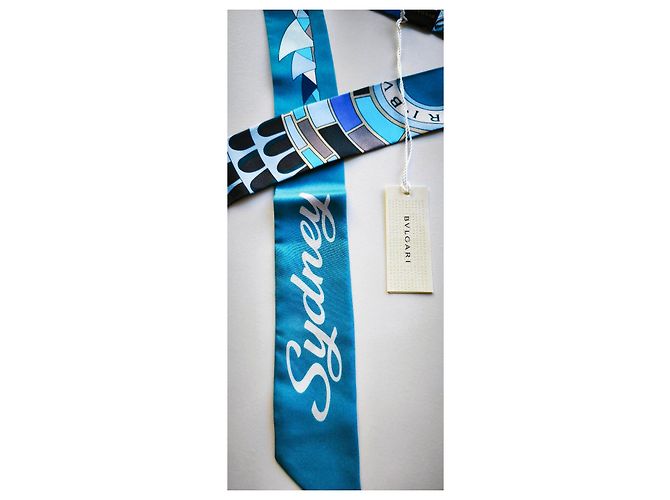 Bulgari Foulard in seta Bvlgari 'Roma a Sydney' Bianco Blu Blu chiaro Blu scuro - vista 3