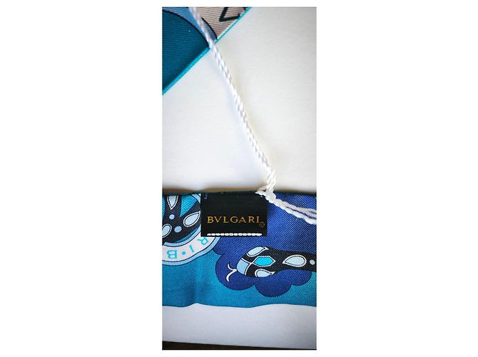 Bulgari Foulard in seta Bvlgari 'Roma a Sydney' Bianco Blu Blu chiaro Blu scuro - vista 4