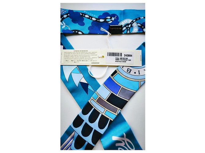 Bulgari Foulard in seta Bvlgari 'Roma a Sydney' Bianco Blu Blu chiaro Blu scuro - vista 5