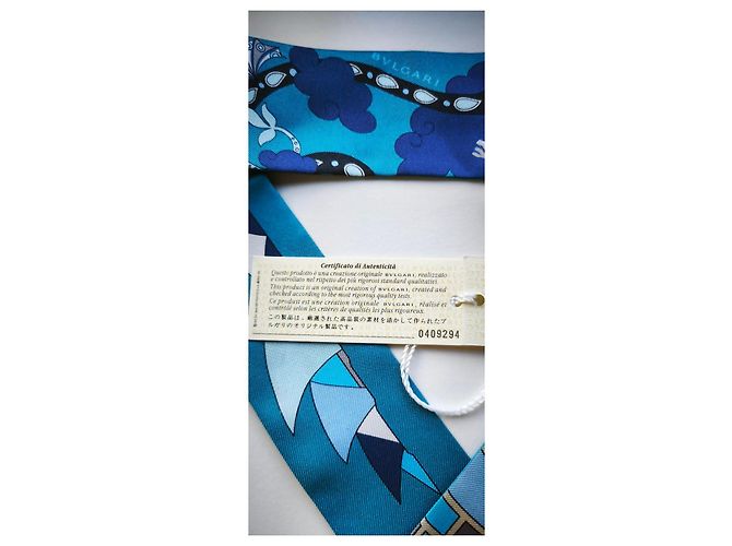 Bulgari Foulard in seta Bvlgari 'Roma a Sydney' Bianco Blu Blu chiaro Blu scuro - vista 6