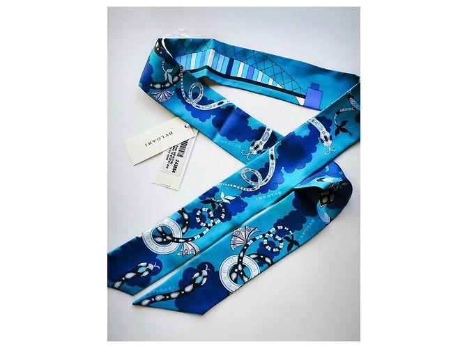 Bulgari Foulard in seta Bvlgari 'Roma a Sydney' Bianco Blu Blu chiaro Blu scuro - vista 8