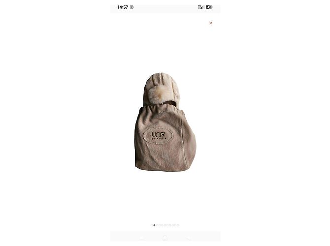 Bailarinas UGG de lã bege com pompom - vista 3