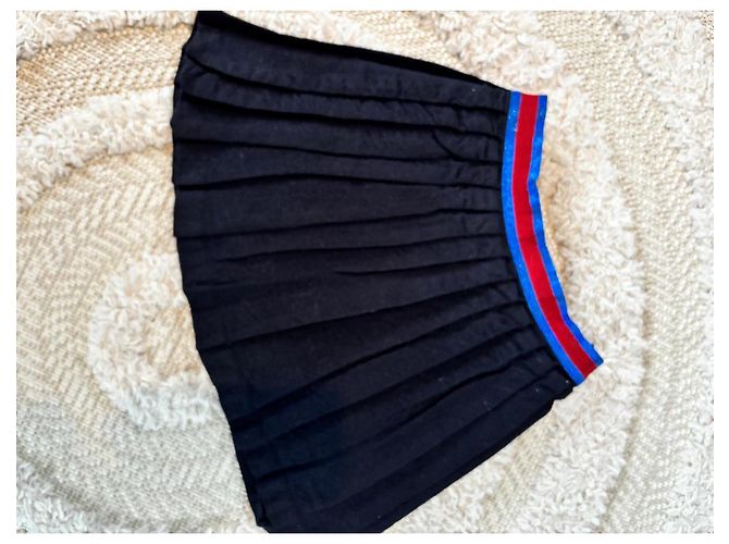 Schwarzer plissierter Gucci-Rock mit Logo-Band Rot Blau - Ansicht 8