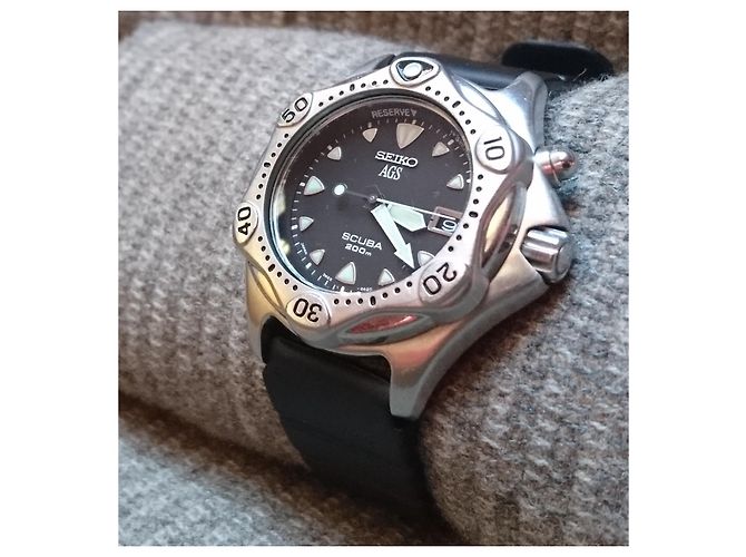 Relógio automático/quartz Seiko AGS Scuba ref. 3M22-0A20 Preto Prata - vista 10