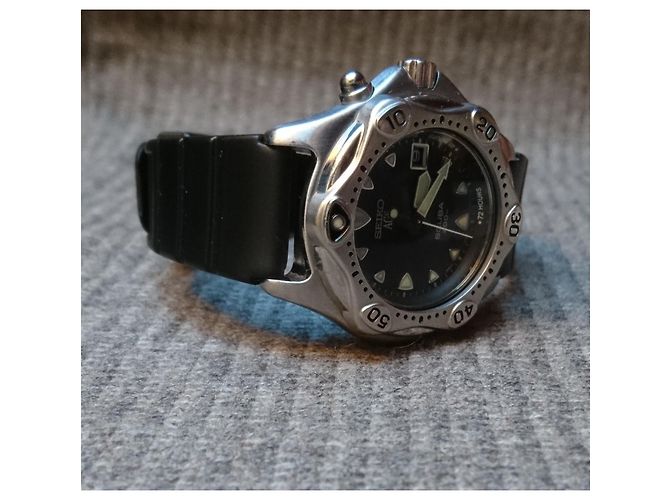 Relógio automático/quartz Seiko AGS Scuba ref. 3M22-0A20 Preto Prata - vista 11