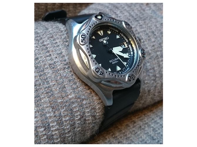 Relógio automático/quartz Seiko AGS Scuba ref. 3M22-0A20 Preto Prata - vista 2