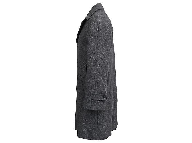 Sandro Single-Breasted Tweed Coat with Pockets in Grey Wool - Ansicht 2