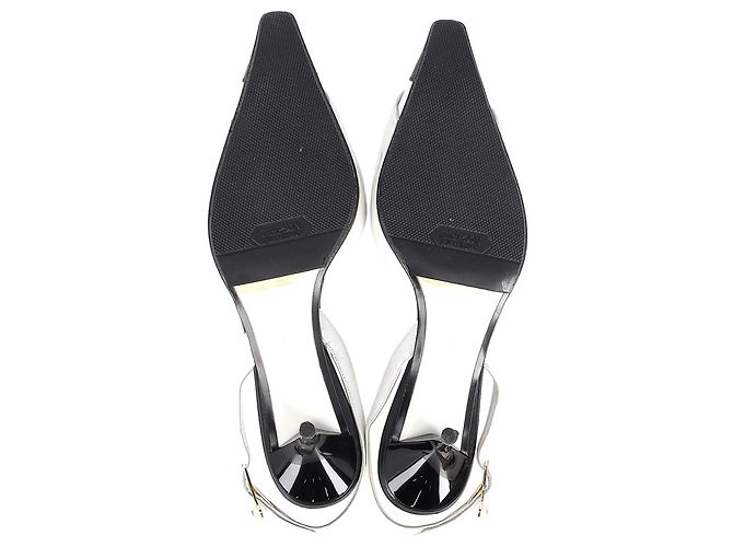 Timeless Chanel CC Slingback Kitten Heel Pumps in White Leather - view 6