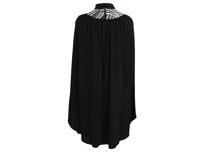 Abito Cappa Decorato Saint Laurent in Viscosa Nera Nero - vista 3
