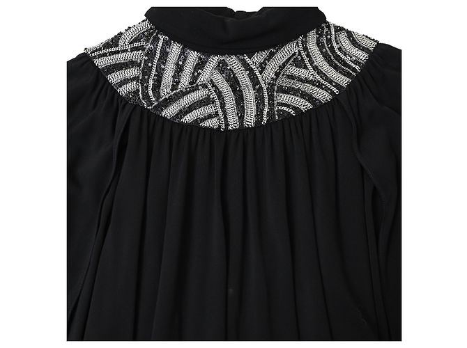 Abito Cappa Decorato Saint Laurent in Viscosa Nera Nero - vista 5
