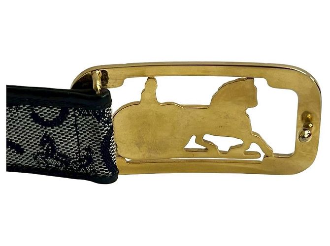 Céline CELINE Gürtel aus Leder und Canvas mit Pferdewagen-Motiv Blau - Ansicht 3