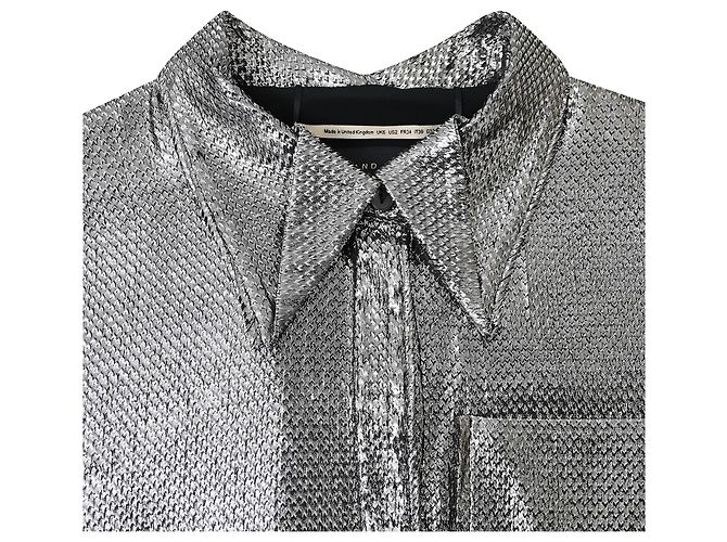 Roland Mouret Button Down Blouse in Silver Polyamide Silvery Metallic - view 5