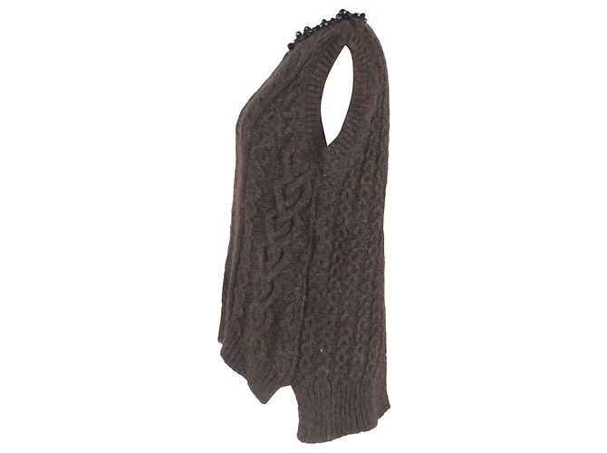 Chaleco de alpaca marrón adornado con cuentas Simone Rocha Castaño Roja - vista 2
