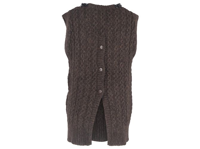 Chaleco de alpaca marrón adornado con cuentas Simone Rocha Castaño Roja - vista 3
