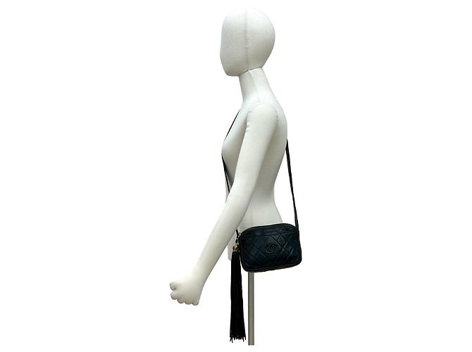 Chanel Schultertasche aus gestepptem Lammleder Schwarz - Ansicht 3