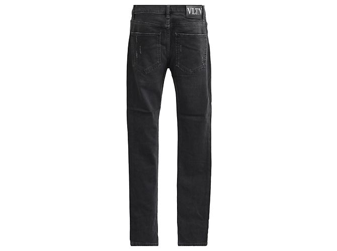 Jeans ajustados desgastados en algodón negro Valentino Garavani - vista 3