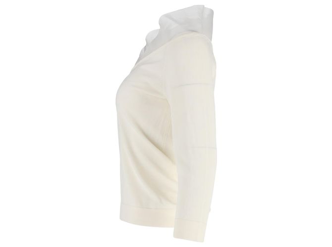 Suéter de cuello V en algodón crema Max Mara Blanco Crudo - vista 2