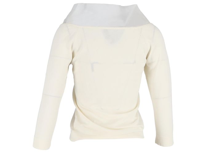 Suéter de cuello V en algodón crema Max Mara Blanco Crudo - vista 3