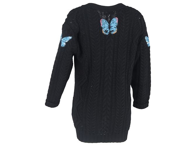 Valentino Garavani Valentino Applizierte Kabelstrick-Cardigan aus schwarzer Wolle - Ansicht 3