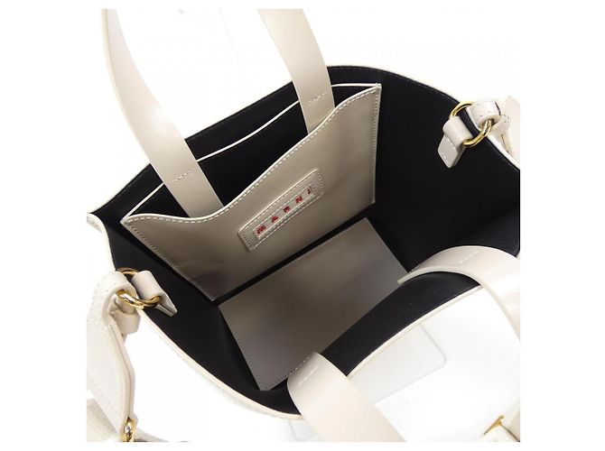 Borsa in pelle di vitello Marni MUSEO LV639 Beige - vista 7