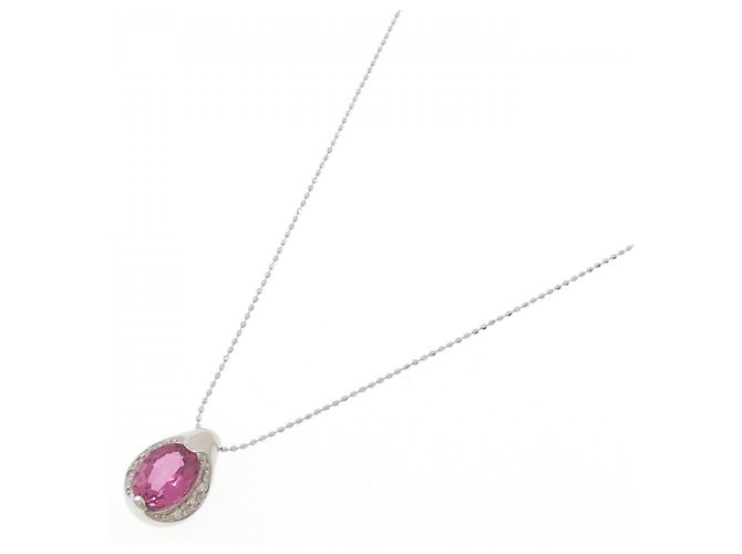 Autre Marque Collana in Tormalina e Diamante in Pt900 K18WG Argento - vista 2