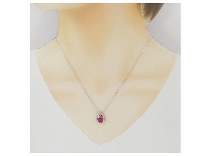 Autre Marque Collana in Tormalina e Diamante in Pt900 K18WG Argento - vista 6