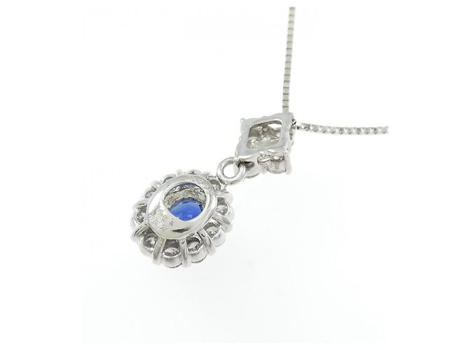 Autre Marque Collana in Zaffiro e Diamante Pt900 Pt850 Argento - vista 4