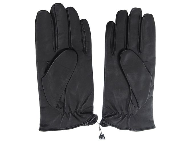 Lederhandschuhe mit Emporio Armani-Logo-Prägung Schwarz - Ansicht 2
