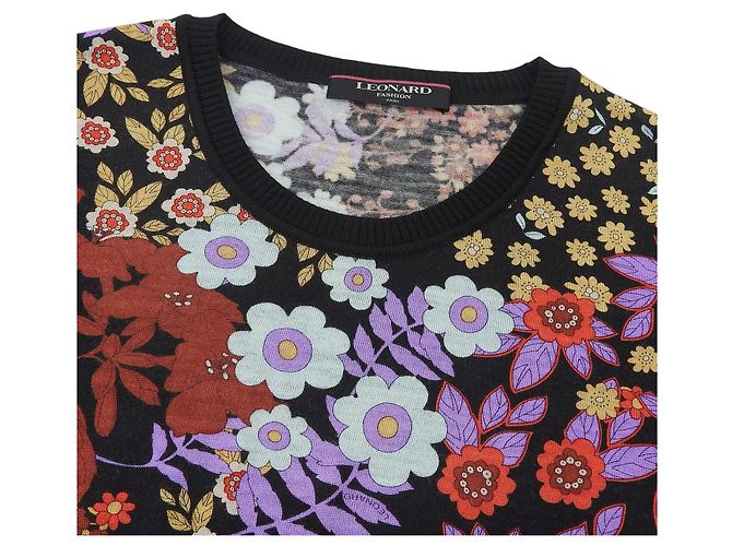 Autre Marque Stricktop mit Blumenmuster LEONARD FASHION Schwarz - Ansicht 3