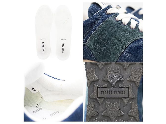 Sneakers in denim e suede Miu Miu Blu - vista 10