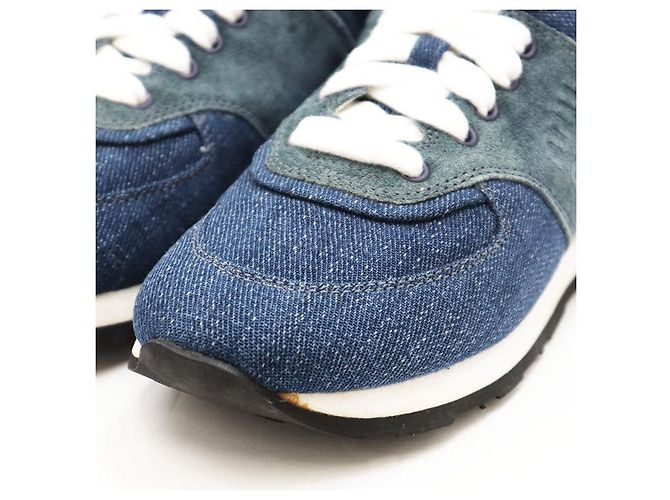 Sneakers in denim e suede Miu Miu Blu - vista 2