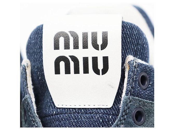 Sneakers in denim e suede Miu Miu Blu - vista 3
