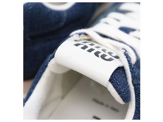 Sneakers in denim e suede Miu Miu Blu - vista 4