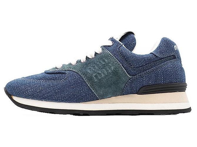 Sneakers in denim e suede Miu Miu Blu - vista 5
