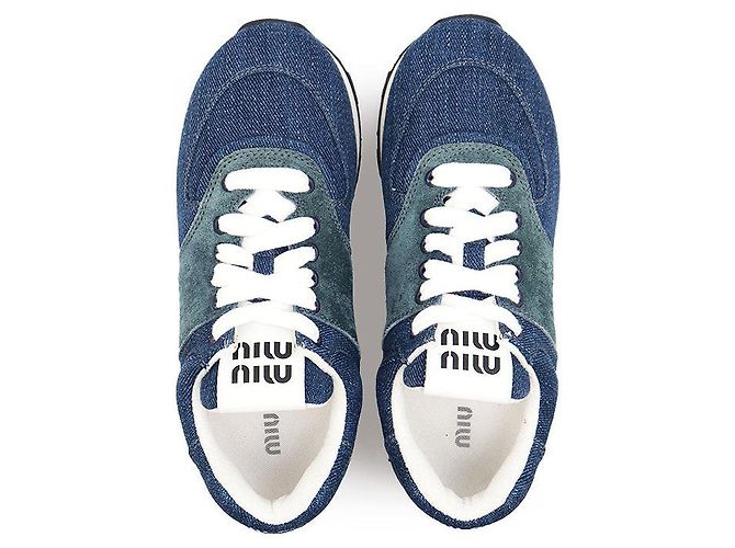 Sneakers in denim e suede Miu Miu Blu - vista 6