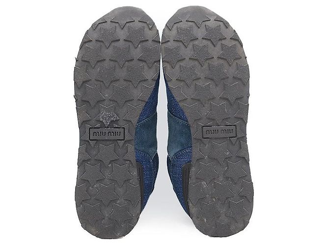 Sneakers in denim e suede Miu Miu Blu - vista 7