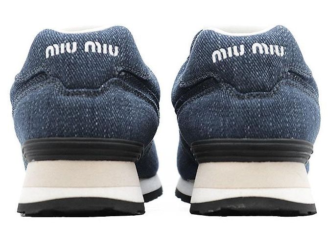 Sneakers in denim e suede Miu Miu Blu - vista 8