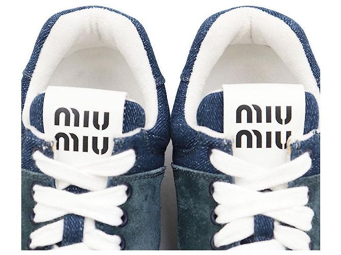 Sneakers in denim e suede Miu Miu Blu - vista 9