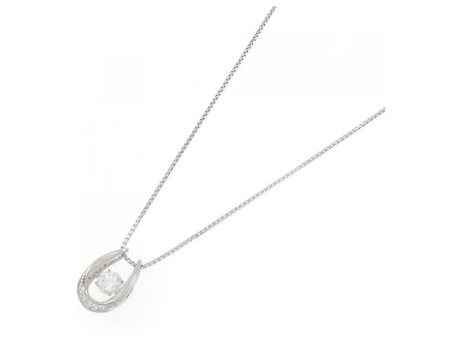 Autre Marque Platin-Diamant-Halskette Silber - Ansicht 2