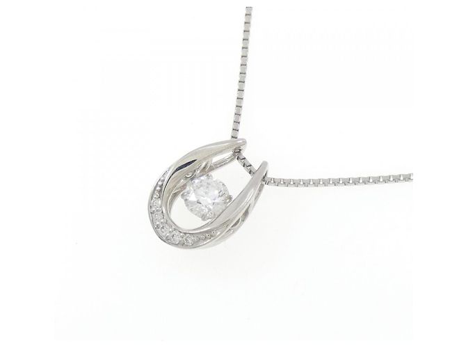 Autre Marque Platin-Diamant-Halskette Silber - Ansicht 3