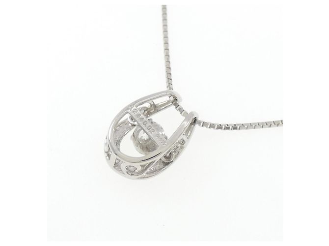Autre Marque Platin-Diamant-Halskette Silber - Ansicht 4