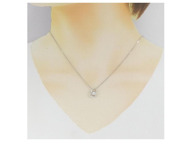 Autre Marque Platin-Diamant-Halskette Silber - Ansicht 6