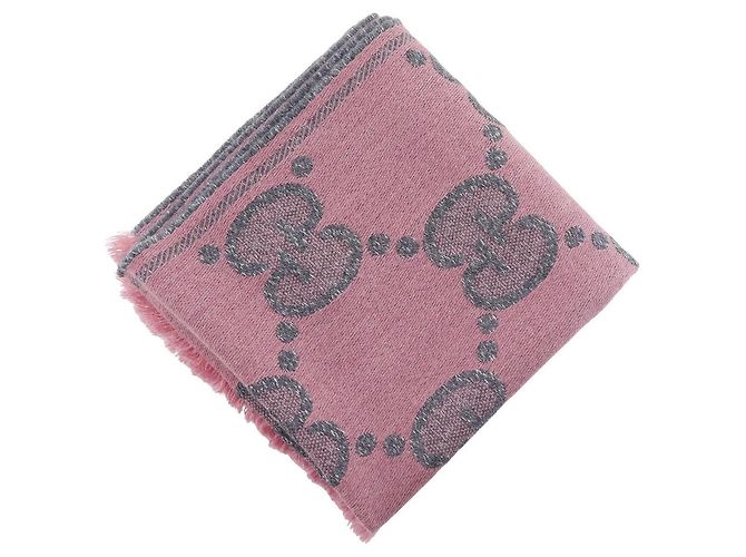 Sciarpa in lana e nylon GG Jacquard di Gucci Rosa Grigio - vista 2