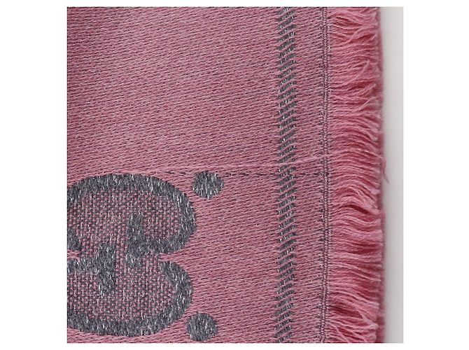Sciarpa in lana e nylon GG Jacquard di Gucci Rosa Grigio - vista 5