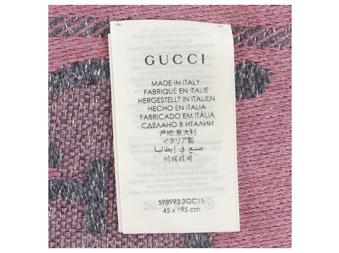 Sciarpa in lana e nylon GG Jacquard di Gucci Rosa Grigio - vista 7