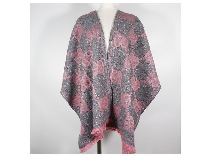 Sciarpa in lana e nylon GG Jacquard di Gucci Rosa Grigio - vista 9