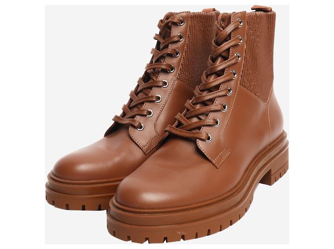 Gianvito Rossi Braune Martis 20 Kampfstiefel mit Rippendetails - Größe EU 40 - Ansicht 2