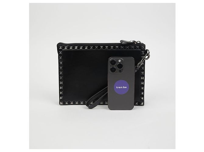 Valentino Clutch con tracolla Rockstud Nero - vista 6