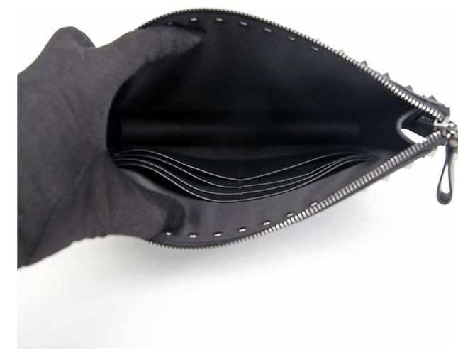 Valentino Clutch con tracolla Rockstud Nero - vista 7
