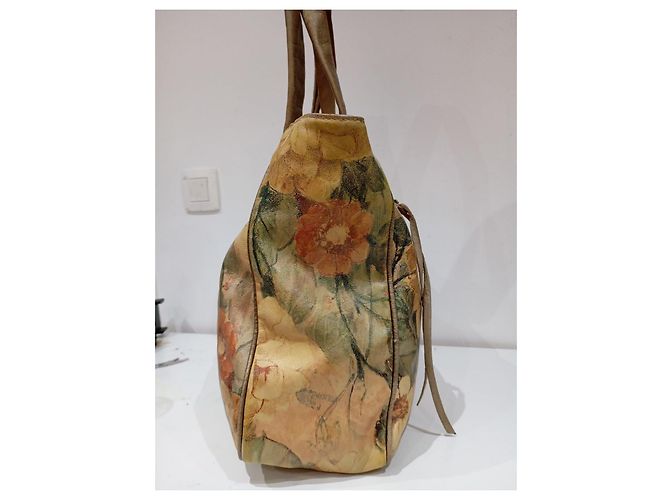 Autre Marque Borsa Tote in Pelle con Stampa Floreale Marrone Multicolore - vista 2